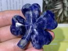 2inches Natural sodalite quartz crystal hand carved Four-leaf clover specimens crystal gifts 1x