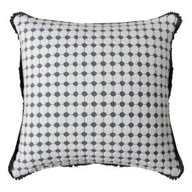 18 x 18 Handcrafted Square Cotton Accent Throw Pillow, Woven, Dotted Tile Design, White, Gray