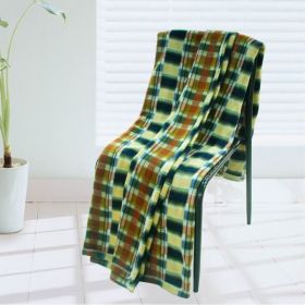 [Trendy Plaids - Blue/Green/Yellow] Soft Coral Fleece Throw Blanket (71 by 79 inches)