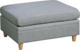 Living Room Furniture Ottoman Light Grey Dorris Fabric 1pc Cushion ottomans Wooden Legs