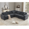 [NEW PACKAGING UPGRADE]Oversized Modular Sectional Sofa Set, L Shaped Couch,Corduroy ,Upholstered,Deep Seat,,5 Seat,5 Throw pillow and 6 back cushion