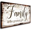 Family Canvas Wall Art for Living Room,Family is The Greatest Gift Word Painting,Family Wall Decor