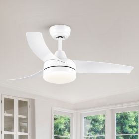 YUHAO Modern Matte White 42in. Integrated LED Propeller Ceiling Fan Lighting