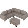 Orisfur. Sectional Corner Sofa L-shape Couch Space Saving with Storage Ottoman & Cup Holders Design for Large Space Dorm Apartment