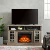 Classic TV Media Stand Modern Entertainment Console with 23" Fireplace Inset for TV Up to 65" with Open and Closed Storage Space, Gray Wash, 58.25"W*1