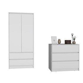 Lewes 2 Piece Bedroom Set, Dresser + Armoire, White