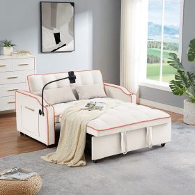 1 versatile foldable sofa bed in 3 lengths, modern sofa sofa sofa velvet pull-out bed, adjustable back and with USB port and ashtray and swivel phone