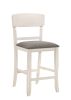 2pc Transitional Upholstered Counter Height Dining Chair Bar Stools Chalk Gray Finish Wooden Furniture