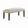 Classic Cream Finish Upholstered Cushion Chairs 1pc Bench Nailheads Solid wood Legs Dining Room