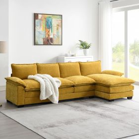 [VIDEO provided][New]118*55" Modern L-shaped Chenille Cloud Sofa with Double Seat Cushions,5-seat Upholstered Indoor Furniture