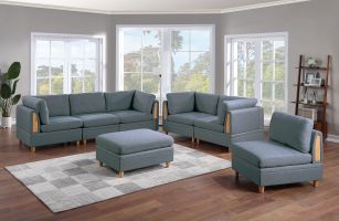 Contemporary Living Room Furniture 7pc Sectional Sofa Set Steel Dorris Fabric Couch 4x Wedges 2x Armless Chair And 1x Ottomans Contemporary Living Room Furniture 7pc Sectional Sofa Set Steel Dorris Fabric Couch 4x Wedges 2x Armless Chair And 1x Ottomans