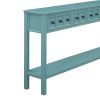 TREXM Rustic Entryway Console Table, 60" Long Sofa Table with two Different Size Drawers and Bottom Shelf for Storage (Turquoise Green)