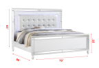 Sterling King 5 PC LED Bedroom set made with wood in White Color