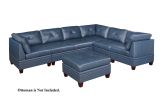 Genuine Leather Ink Blue Tufted 6pc Sectional Set 3x Corner Wedge 3x Armless Chair Living Room Furniture Sofa Couch