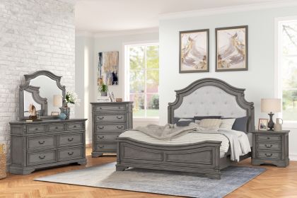 Grace King 4 Pc Bedroom set in Gray