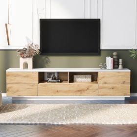 Modern TV stand for TVs up to 80'' , Media Console with Multi-Functional Storage, Entertainment Center with Door Rebound Device, TV cabinet for living