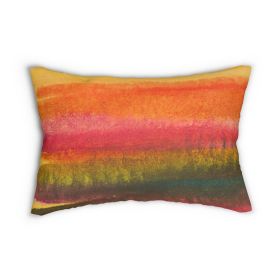 Decorative Lumbar Throw Pillow - Autumn Fall Watercolor Abstract Print