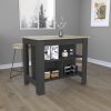 Kitchen Island Dozza, Three Shelves, Black Wengue / Light Oak Finish