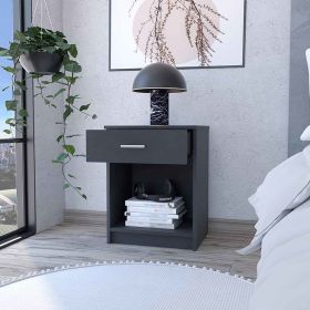 Nightstand Coco, Single Drawer, Lower Shelf, Black Wengue Finish