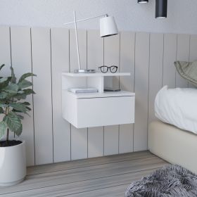 Floating Nightstand Flopini, One Drawer, White Finish