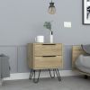 Nightstand Skyoner 2, Harpin Legs, Two Drawers, Light Oak Finish