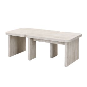 47.24*23.62 inch and 35.43*31.49 inch Rectangle Wood Detachable Coffee Table, Single L Shape Farmhouse Coffee Table for Dining Room, Garden, white