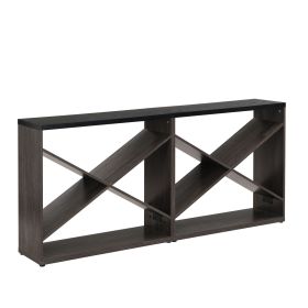 70.87 inch Farmhouse Console Table, X Shape Detachable ExtraLong Table with Storage for Entryway, Living Room, Foyer, Hallway, black