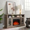 Classic TV Media Stand Modern Entertainment Console with 23" Fireplace Inset for TV Up to 65" with Open and Closed Storage Space, Gray Wash, 58.25"W*1