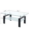 Tempered Clear Glass Coffee Table, 2-Layers Coffee Table Living Room Center Table