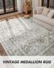 Distressed Persian Rug Machine Washable Gray and Cream