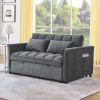 Sleeper Sofa, Convertible Sofa, Recliner, Bed, 3-in-1, 3-Position Adjustable Backrest, 2-Seater Sectional, Two Side Pockets, 2 Pillows for Living Room