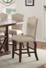 Classic Cream Upholstered Cushion Chairs Set of 2pc Counter Height Dining Chair Nailheads Solid wood Legs Dining Room