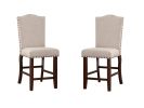 Classic Cream Upholstered Cushion Chairs Set of 2pc Counter Height Dining Chair Nailheads Solid wood Legs Dining Room