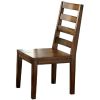 Tobacco Oak Finish Solid wood Industrial Style Kitchen Set of 2 Dining Chairs Ladder Back Chairs Dining Room Furniture