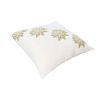 18 x 18 Square Accent Pillow, Soft Cotton Cover, Printed Lotus Flower, Polyester Filler, Gold, White