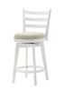 Joplin 20.5" White Ladder Back Counter Height Swivel Chair with Upholstered Seat