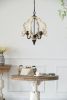 4 - Light Wood Chandelier, Hanging Light Fixture with Adjustable Chain for Kitchen Dining Room Foyer Entryway, Bulb Not Included