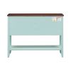 TREXM Cambridge Series Ample Storage Vintage Console Table with Four Small Drawers and Bottom Shelf for Living Rooms, Entrances and Kitchens (Retro Bl