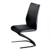 Contemporary Style Z-Shaped Chair Base 2pcs Dining Chairs Black Leatherette Chrome Finish Side Chair Dining Room Furniture