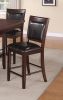 Farmhouse Style 2pc Dark Brown Espresso PU Counter Height Chair Bar Stool Footrest Faux Leather Fabric Upholstered Back Seat Wooden Furniture