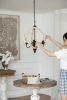 4 - Light Wood Chandelier, Hanging Light Fixture with Adjustable Chain for Kitchen Dining Room Foyer Entryway, Bulb Not Included