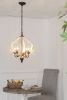 4 - Light Wood Chandelier, Hanging Light Fixture with Adjustable Chain for Kitchen Dining Room Foyer Entryway, Bulb Not Included