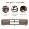 TV Stand for 55/60/65/70", Wood Entertainment Center with Power Outlets, Media Console with Sliding Doors and Open Shelf for Living Room