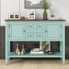 TREXM Cambridge Series Ample Storage Vintage Console Table with Four Small Drawers and Bottom Shelf for Living Rooms, Entrances and Kitchens (Retro Bl