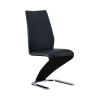 Contemporary Style Z-Shaped Chair Base 2pcs Dining Chairs Black Leatherette Chrome Finish Side Chair Dining Room Furniture