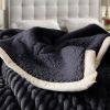 SOGA Black Throw Blanket Warm Cozy Double Sided Thick Flannel Coverlet Fleece Bed Sofa Comforter