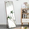 Brown Solid Wood Frame Full-length Mirror, Dressing Mirror, Bedroom Home Porch, Decorative Mirror, Clothing Store, Floor Mounted Large Mirror, Wall Mo