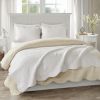 Oversized Quilted Throw with Scalloped Edges White 60x72"