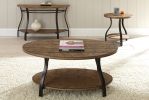 Modern Curves Sofa Table - Barn Board-Look Wood Top, Oak Finish - Charming Addition to Your Living Room