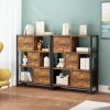 4-layer bookshelf with 3 high legs, particle board, iron frame, non-woven fabric, 80*30*103cm, black iron parts, black wood grain storage box, retro b